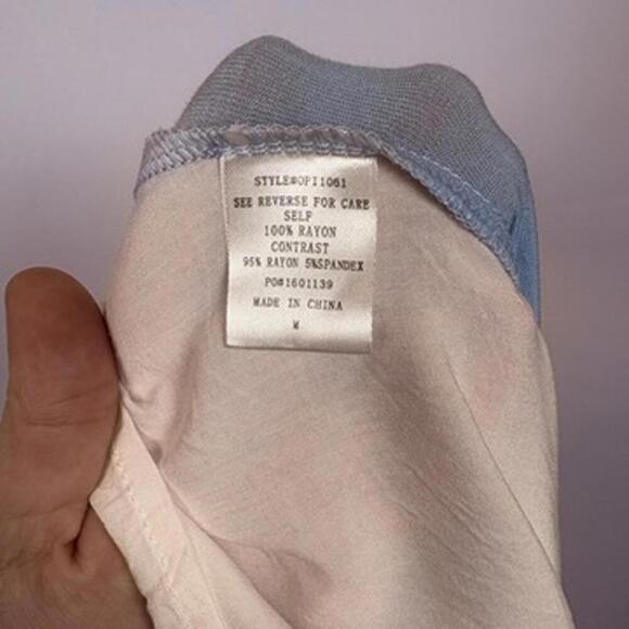 OPi Blue and white Embroidered Layered Blouse with Collar Size: Medium - Picture 6 of 7